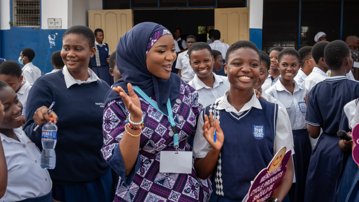 Students gathered for a High School Tour session