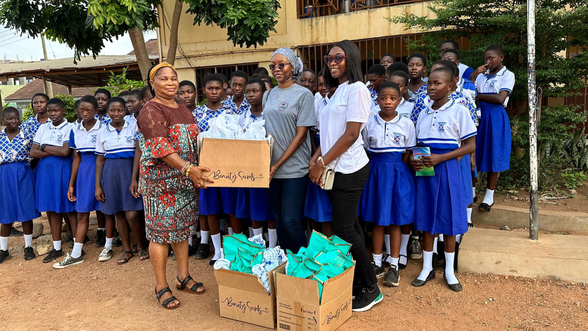 Sanitary pad distribution at a senior high school